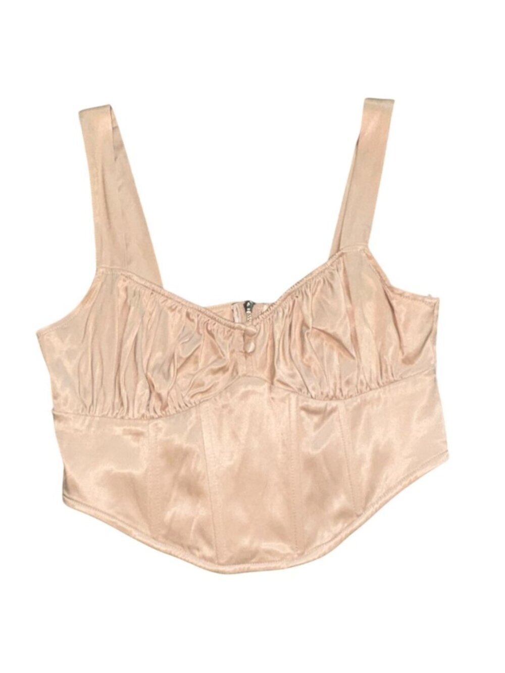 Zara Satin Cropped Corset Top-Beige-M-GUC